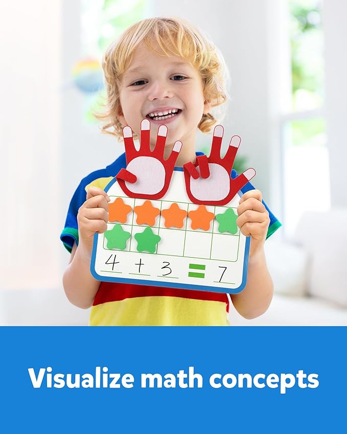 Coogam Montessori Math Manipulatives Number Counting Block, Magnetic Ten Frame Addition Subtraction Practice with Dry Erase Board, Educational Learning Toy Gift for 1st 2nd & 3rd Grade