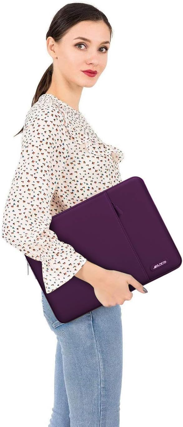 MOSISO Laptop Case 14 inch, 14 inch Laptop Sleeve Compatible with HP Lenovo Dell ASUS Acer, HP Stream, Dell Latitude, Lenovo IdeaPad, Polyester Vertical Computer Sleeve Bag with Pocket, Magenta Purple