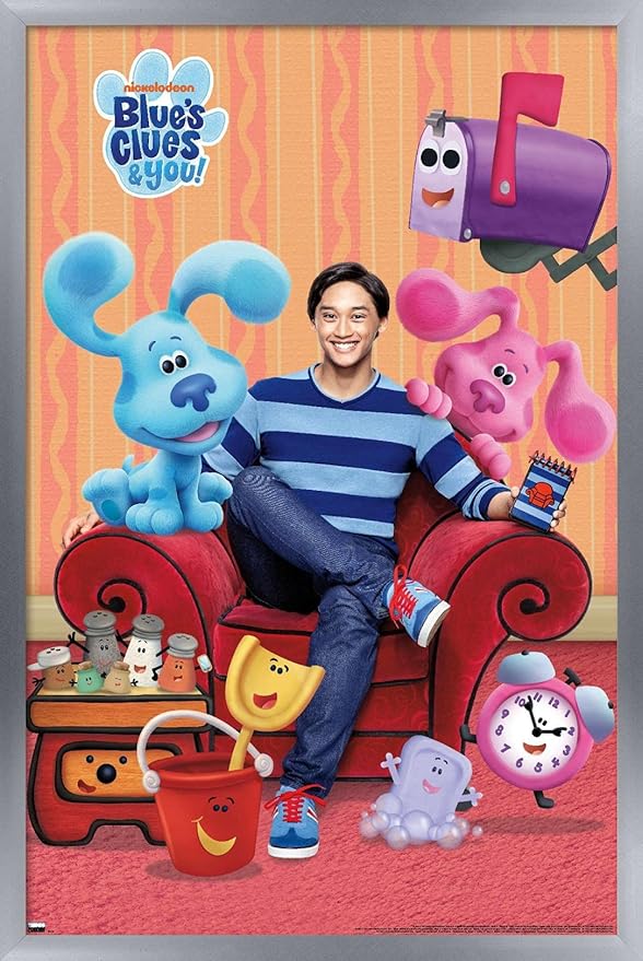 Nickelodeon Blue's Clues - Group Wall Poster, 22.4L" x 14.7W", Silver Framed Version