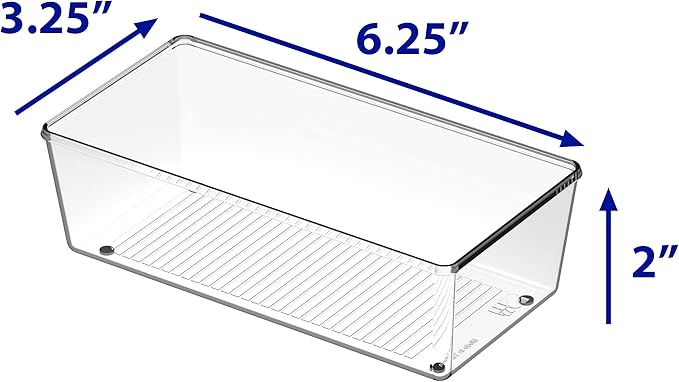 Simple Houseware Clear Drawer Organizer for Office Bin Desk Storage, 3.25"x 6.25", 6 Packs