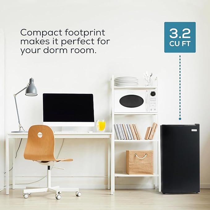 Igloo 3.2 Cu.Ft. Mini Fridge with Freezer - Single Door Compact Refrigerator with Glass Shelves for Homes, Dorms & Offices- Keep Snacks, Drinks & Frozen Foods Cool with Temperature Control Mini Fridge