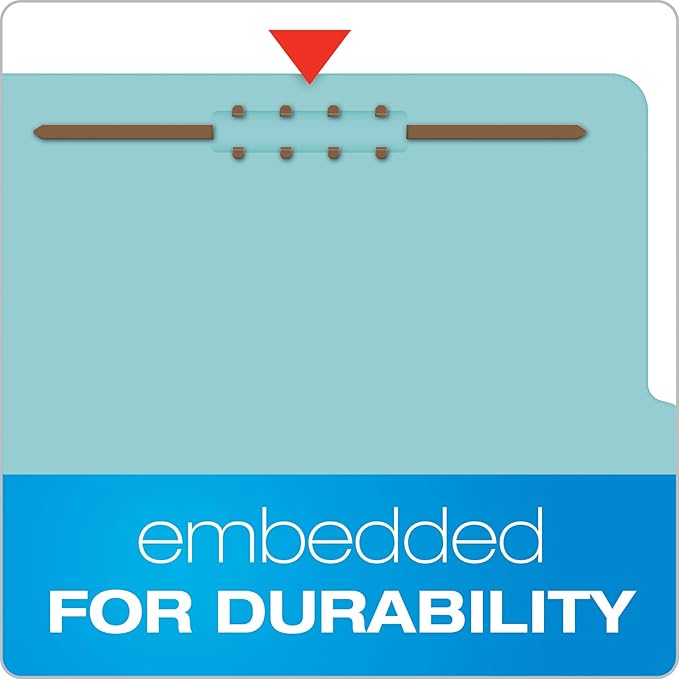 Pendaflex Recycled Classification File Folders, 1 Divider, 2" Embedded Fasteners, 2/5 Tab Cut, Legal Size, Light Blue, Box of 10 (28777R) (Pack of 5)