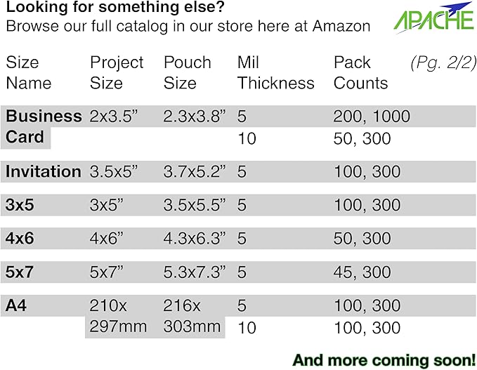 Apache 300 Pack Laminating Pouches 5 mil, Holds 3 x 5 Inch Photo Index Cards (3.5 x 5.5 Inch Sheets), Office and School Supplies, Thermal Laminating Sheets, Super Clear, Round Corner