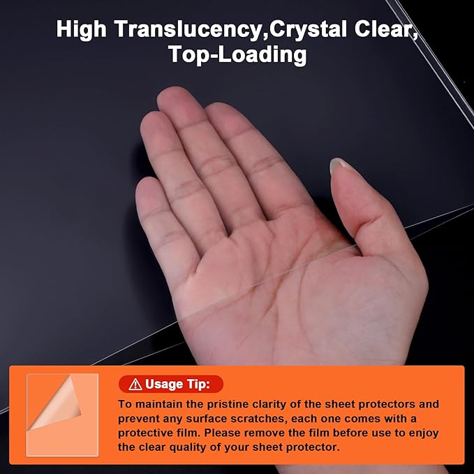 Ndsox 10 Pack 8.5" x 11" Rigid Print Protectors Clear Hard Plastic Sheet Protectors Top Loading for Birth Certificates, Documents, Posters, Photos, Meuns, Heavy Duty No-Hole Plastic Document Sleeves
