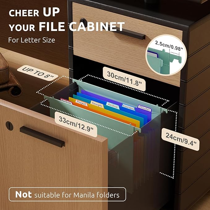 ThinkTex Plastic Expanding Hanging File Folders, 7 Innovative 1.2" Accordion Pockets, Large Capacity, Multi-Color Tabs, Letter Size for Filing Cabinet - 3 Packs 3 Colors