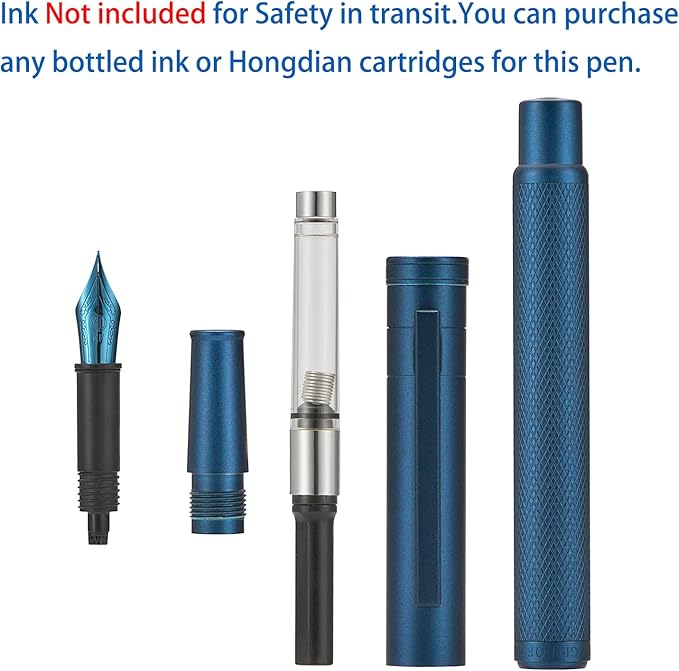 Hongdian 1851 Dark Blue Forest Fountain Pen Medium Nib, Classic Design with Converter and Metal Pen Case