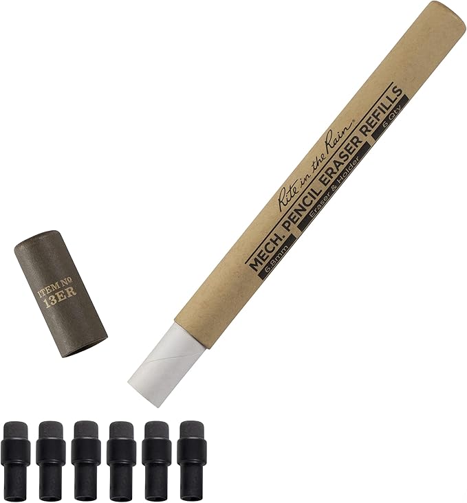 Rite in the Rain Weatherproof Eraser Refill, 6 per pack (No. 13ER)