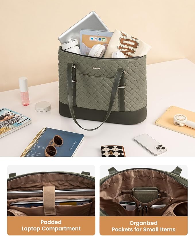 LOVEVOOK Laptop Bag for Women, 15.6 Inch Work Tote Computer Bag With Large Cup Holder, Lightweight Large Laptop Briefcase for Travel, Bussiness, Teacher