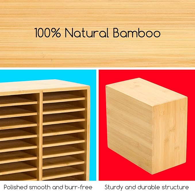 MEEDEN Bamboo Marker Holder Organizer: Holds 126 Pens with 18 Compartments- Art Supply Storage & Holder for Alcohol Markers，Pens，Pencils