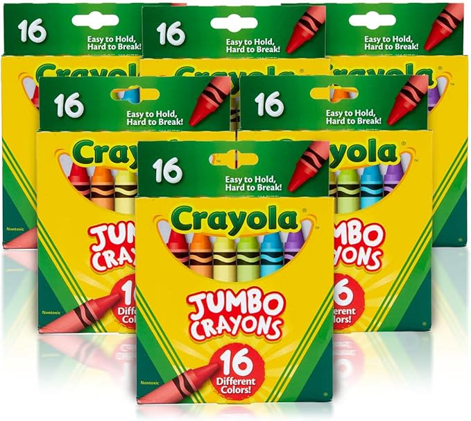 Crayola Jumbo Crayons Bulk, 6 Sets of 16 Large Crayons for Toddlers & Kids, School Supplies, Gifts [Amazon Exclusive]