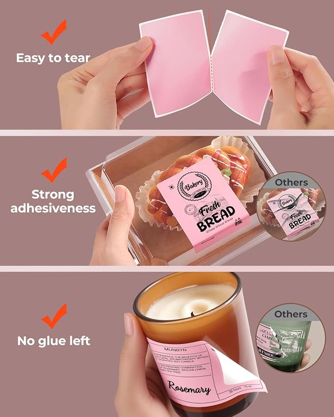 MUNBYN 3x2 Inch Pink Thermal Labels, Thermal Sticker Labels for Price, Barcode, Mailing, Name, 500 Sheets/1 Roll