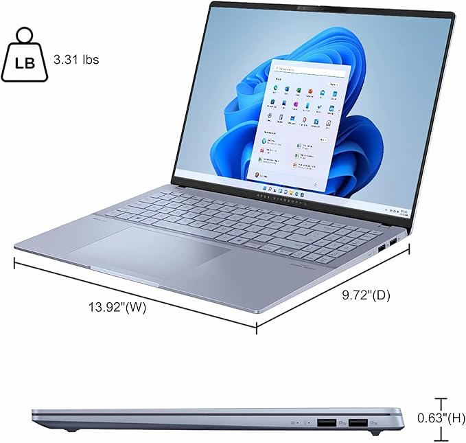 ASUS Vivobook S16 AI PC Laptop 16" 2.8k OLED 120Hz (600nits HDR, 100% DCI-P3) Intel 16-core Ultra 9 285H 32GB DDR5 2TB SSD Backlit for Creator Business Professional Work Win11 ICP Hub/Copilot+ AI
