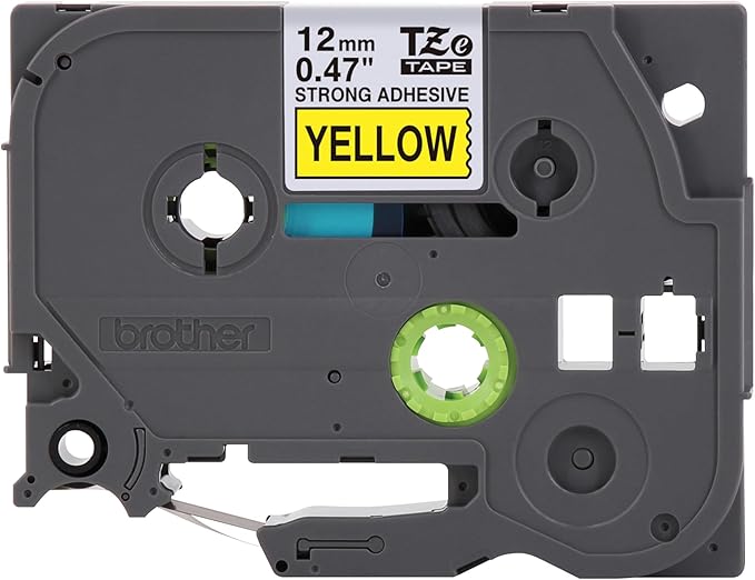 Brother Genuine P-Touch TZe Black Print on Yellow Label Tape (TZeS631), Strong Adhesive Laminated, ~1/2in x 26.2ft (12mm x 8m), for Select P-Touch Label Makers, Water-Resistant, Extra Strength