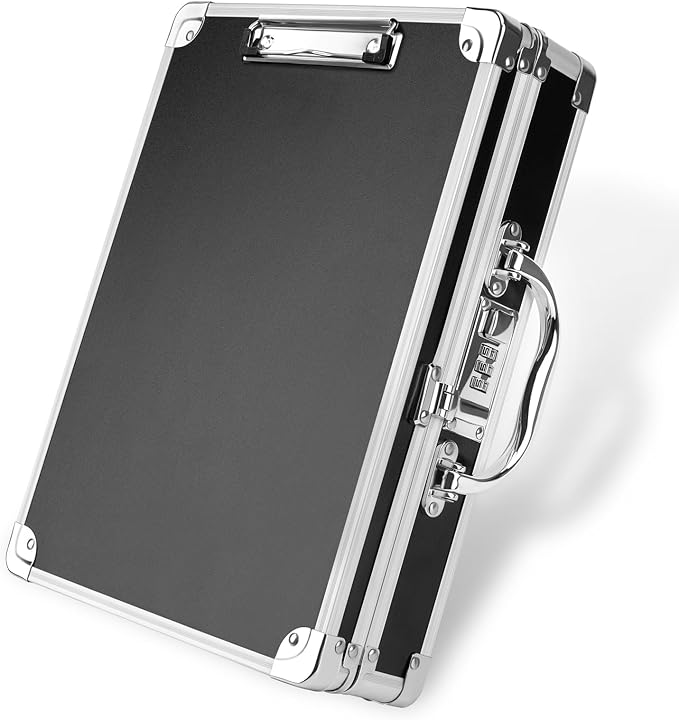 Clipboard with Storage Combination Lock Clipboards Briefcase Heavy Duty Box Aluminum Metal with Handle, Storage Clipboard Maximum Security Large Capacity
