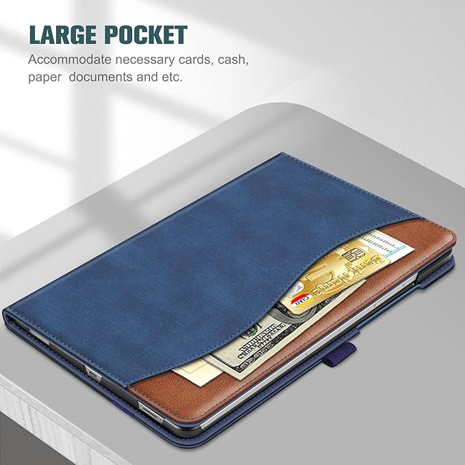 Fintie Case for Samsung Galaxy Tab S10 Lite/ S10 FE/ S9 FE 5G 10.9 Inch/Tab S9 11 Inch with S Pen Holder, Multi-Angle Viewing Protective Cover with Pocket, Auto Sleep/Wake, Denim Blue/Brown