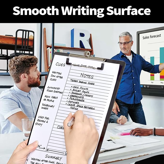 Sooez Plastic Clipboard with Pen Holder, [10% Thicker] Clip Boards 8.5x11 with Low Profile Clip, Cute Hanging Clipboard, Standard Letter Size A4 for Women Teacher, Office & School Supplies