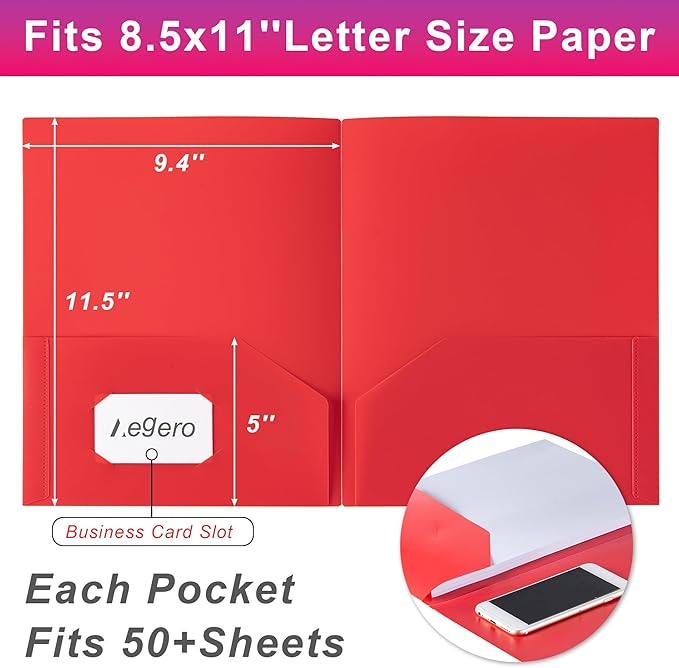 Plastic Folders with Pockets (7 Pack, Yellow), Durable Heavy Duty File Folders with Business Card Slot, 2-Pocket Folder for Schoolwork & Office,Letter Size