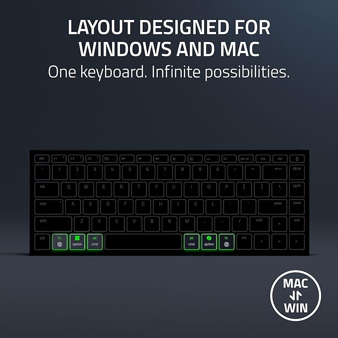 Razer Joro Portable Wireless Gaming Keyboard: Thin, Light, Compact - Chroma RGB - Low Profile Switches - Bluetooth - Long Battery Life - Snap Tap - For PC & Mac Laptops, Steam Deck, Smartphone, Tablet