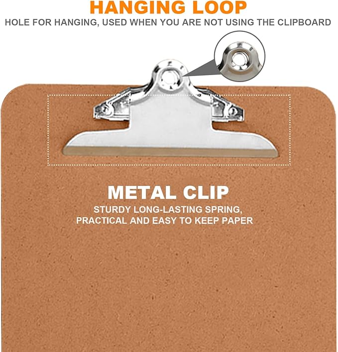 HERKKA 18 Pack Hardboard Office Clipboards - A4 Letter Size, ECO Friendly