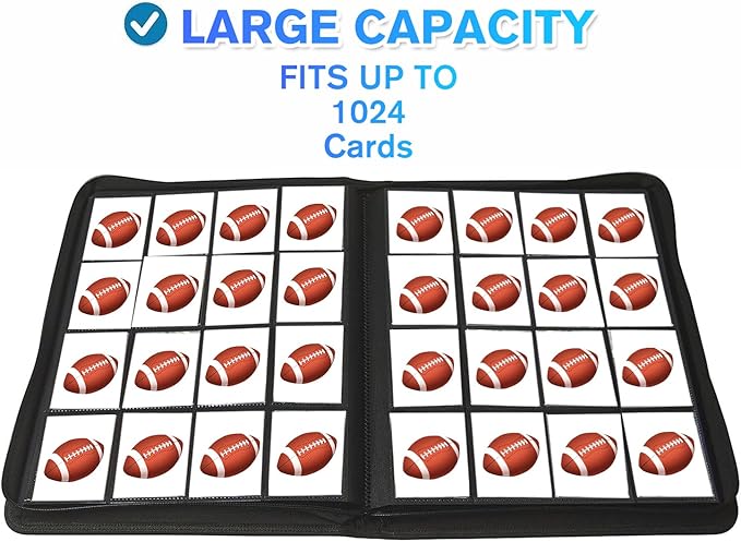 16 Pocket Card Binder, 1000+ Premium Zip Trading Card Binder, Double Sided Pocket Card Binder Album, Ringless Card Folder for MTG, TCG, Sports Card (Pink, 16Pockets)