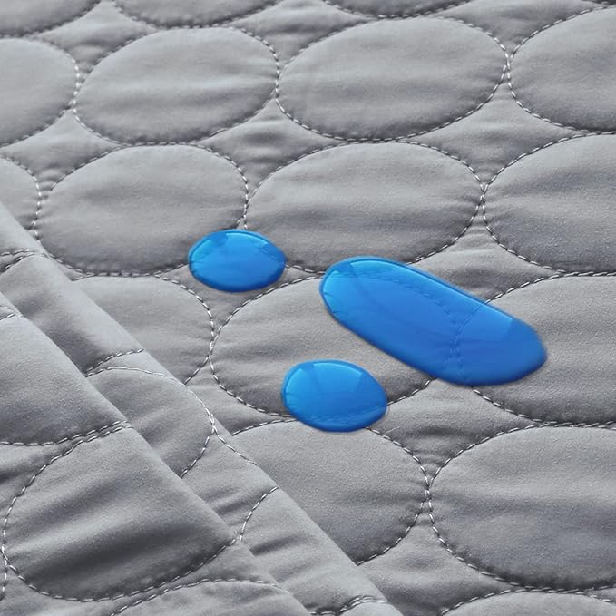 Pack and Play Sheets Fitted Quilted Waterproof Protector, 2 Pack Playard Mattress Pad Compatible with Graco Pack n Play, Mattress Cover fits for Baby Playpen Mattress, Mini Crib, Gray & Aqua
