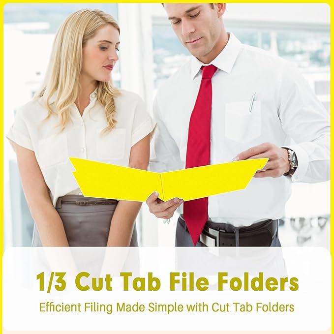 File Folder, PANDRI 120 Pack File Folder, 1/3 Cut Tab, Letter Size, Filing Folder for Office School Business, Yellow