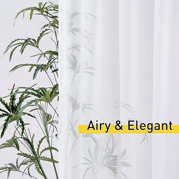 NICETOWN 2 Panels Extra Long White Sheer Outdoor Curtains for Patio Waterproof Tab Top Soft Voile Sheer Breathable Outdoor Drapes with Light Filter for Porch W54 x L120