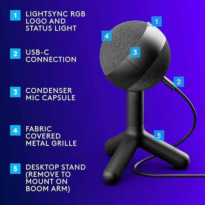 Logitech G305 Lightspeed Wireless Gaming Mouse, White + Yeti Orb RGB Gaming Microphone with LIGHTSYNC, USB Mic for Streaming