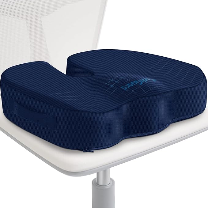 TushGuard Seat Cushion for Office Chair Memory Foam Non-Slip Desk Seat Cushion Back, Coccyx, Sciatica, Tailbone Pain Relief Butt Pillow for Office Chair, Car, Wheelchair, Blue