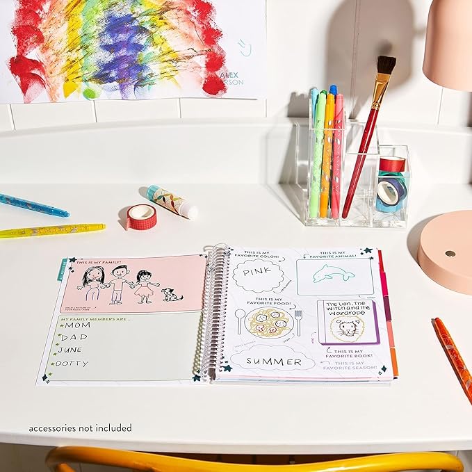 Erin Condren 7x9 Kid's Activity Book - Planetary Pop Classic Interchangeable Cover With Kid-Friendly Plastic Coil. Playtime, Activity Book and Coloring Book