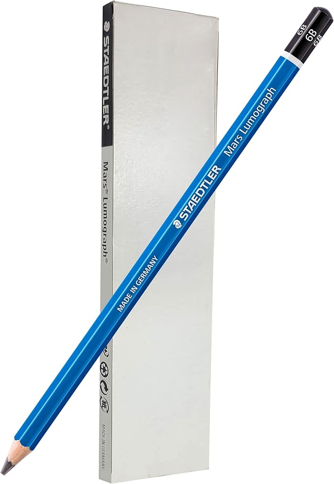 STAEDTLER Mars Lumograph 6B Graphite Art Drawing Pencil, 6 Pencils