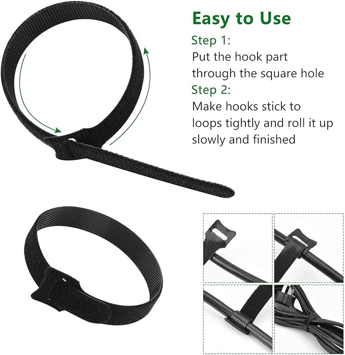 OneLeaf 60 Pcs Reusable Fastening Cable Ties with Hook and Loop, Multi-Purpose Cable Straps Wire Ties Cable Management, Adjustable Cord organizer Ties for Computer/TV/Electronics, 3 Sizes and 5 Colors