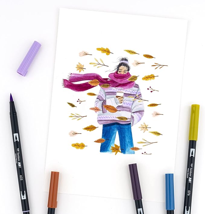 Tombow 56186 Dual Brush Pen Art Markers, Muted, 10-Pack. Blendable, Brush and Fine Tip Markers