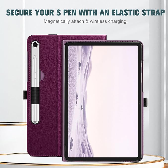 Fintie Case for Samsung Galaxy Tab S10 Lite/ S10 FE/ S9 FE 5G 10.9 Inch/Tab S9 11 Inch with S Pen Holder, Multi-Angle Viewing Protective Cover with Pocket, Auto Sleep/Wake, Purple