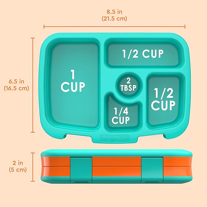 Bentgo Kids Bento-Style 5-Compartment Leak-Proof Lunch Box - Ideal Portion Sizes for Ages 3 to 7 - Durable, Drop-Proof, Dishwasher Safe, PFAS & BPA-Free & Made with Food-Safe Materials (Orange)