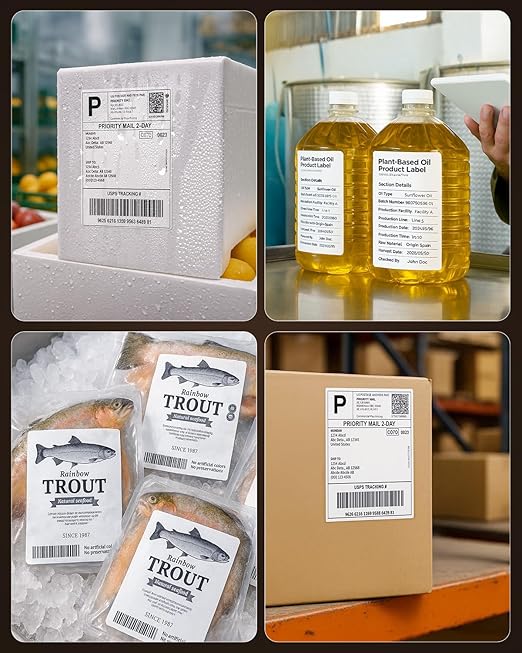 MUNBYN 4"x6" Direct Thermal Shipping Labels, Durable Waterproof, Oil-Proof, Scratch-Proof, Alcohol-Resistant, Tear-Resistant Label Paper for Thermal Printers, Packages, and Logistics, 380 Sheets/Roll