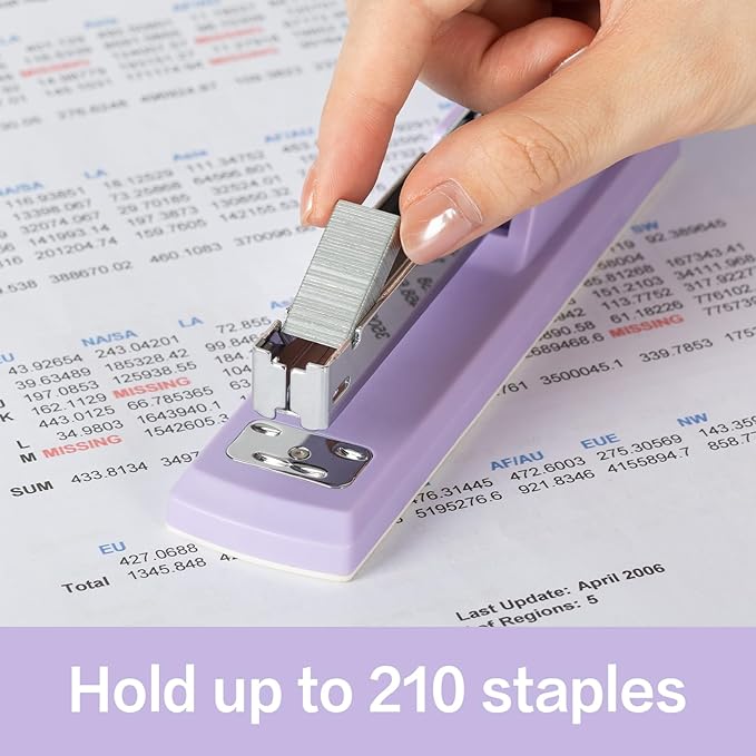 Deli Stapler, Desktop Stapler, 2 Pack, Office Staplers, 25 Sheet Capacity, Includes 2000 Staples and 2 Staple Removers, 2 Pack,Purple