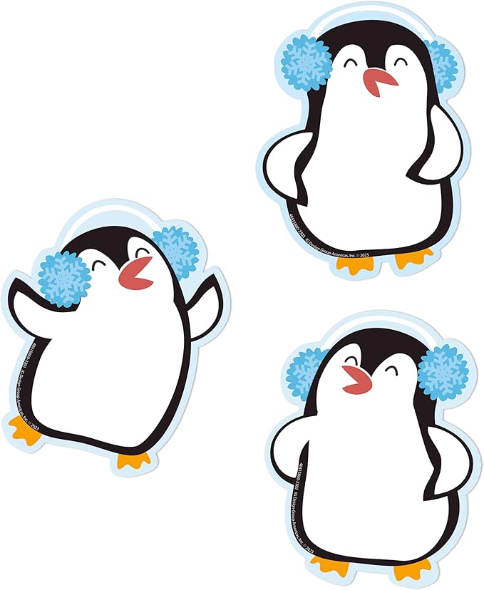 Eureka Penguins Paper Cut-Out Classroom Decorations for Teachers, 36 Pieces