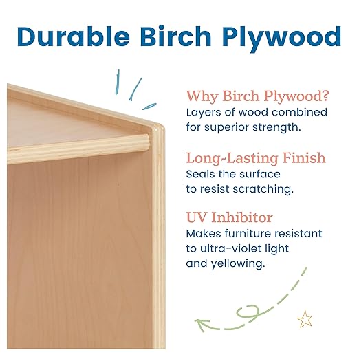 ECR4Kids 2-Shelf Mobile Island Storage Cabinet, Classroom Furniture, Natural