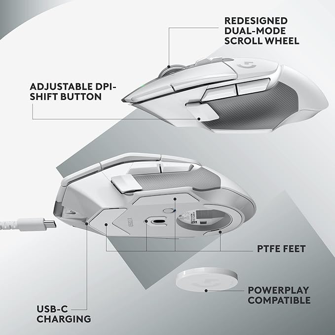Logitech G502 X Lightspeed Wireless Gaming Mouse + G733 Lightspeed Wireless Gaming Headset - White