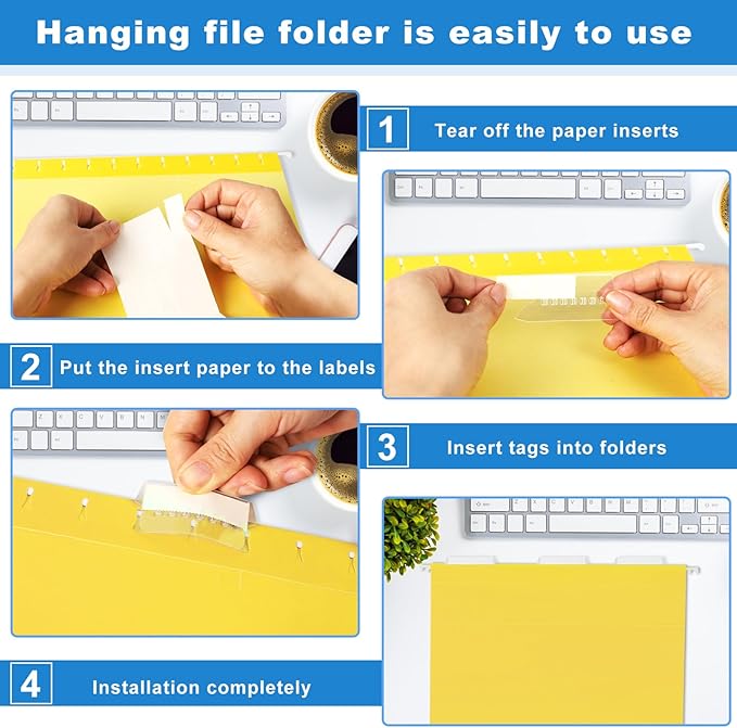 30 Pack Hanging File Folders, Letter Size with 1/5-Cut Adjustable Tabs, 6 Selected Color - File Folder Organizer for Filing Cabinet Office Home, Designed for Bulky Files, Medical Charts
