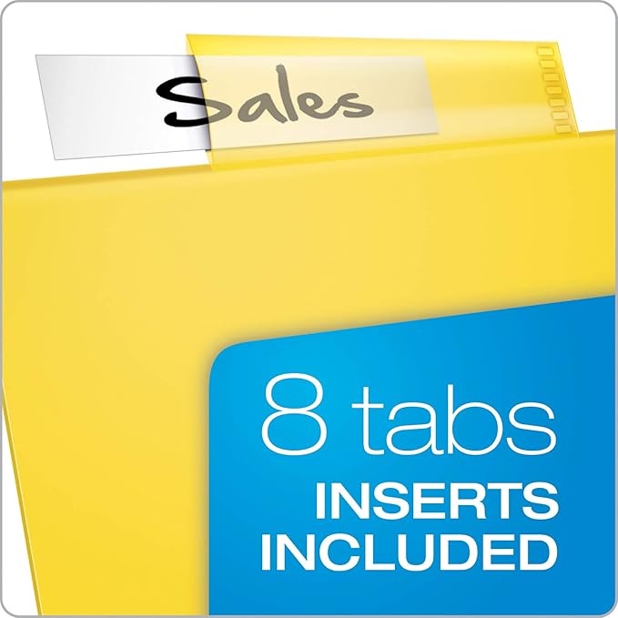 Oxford Plastic 2 Pocket Binder Dividers, 8 Tab 1/8 Cut, Multicolor Large Tab Set, Insertable Dividers with Paper Inserts, Letter Size, 3 Sets (89603)