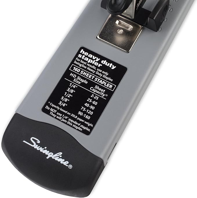 Swingline Heavy Duty Stapler, 160 Sheet Capacity, Jam Free, Metal, Black and Gray (39005)