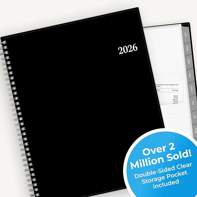 Blue Sky 2026 Weekly and Monthly Planner Calendar, Includes January 2026 - December 2026, 8.5" x 11", Flexible Cover, Wirebound, Laminated Tabs, Storage Pocket, Enterprise