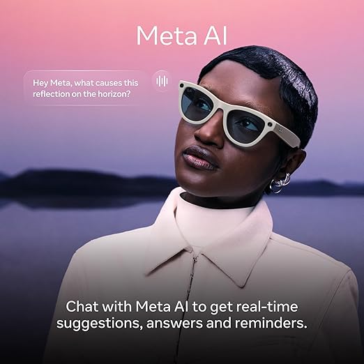 Ray-Ban Meta (Gen 2), Wayfarer Large, Shiny Cosmic Blue | Smart AI Glasses for Men, Women — 2X Battery Life — 3K HD Resolution — 12 MP Ultra-Wide Camera, Audio, Video — Transitions® Sapphire Lenses