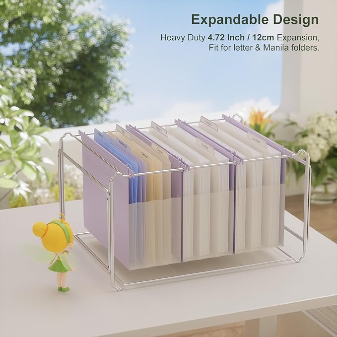 Extra Capacity Hanging File Folders, 4.72" Reinforced Wheat Straw Expanding Hanging Folder Letter Size, Heavy Duty for Filing Cabinets, File Organizer for Office & Home-Lavender Purple-3 Packs