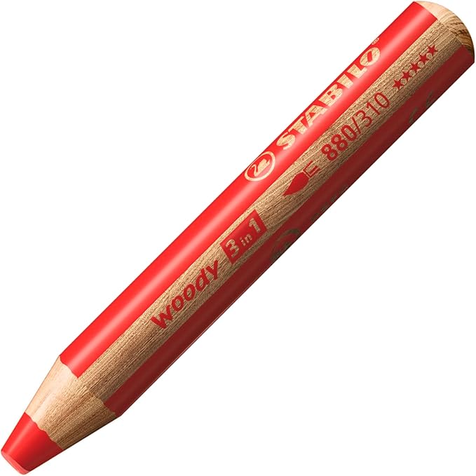 STABILO Multi-Talented Pencil woody 3 in 1 - Pack of 10 - Assorted Colors with Sharpener