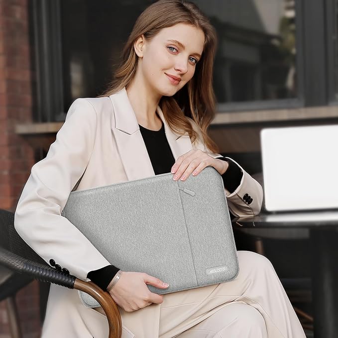 MOSISO Laptop Case 12.3 inch, 11.6-12.3 inch Laptop Sleeve Compatible with MacBook Air 11.6, Acer HP Dell Lenovo Samsung, Surface Pro, Polyester Vertical Computer Sleeve Bag with Pocket, Gray