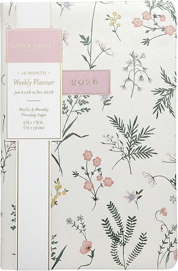 Laura Ashley 2026 Planner - Weekly and Monthly Planner - 8x10 and 6x8 Planning Notebook and Calendar Agenda, Size 6X8, Ivory Floral Pastel