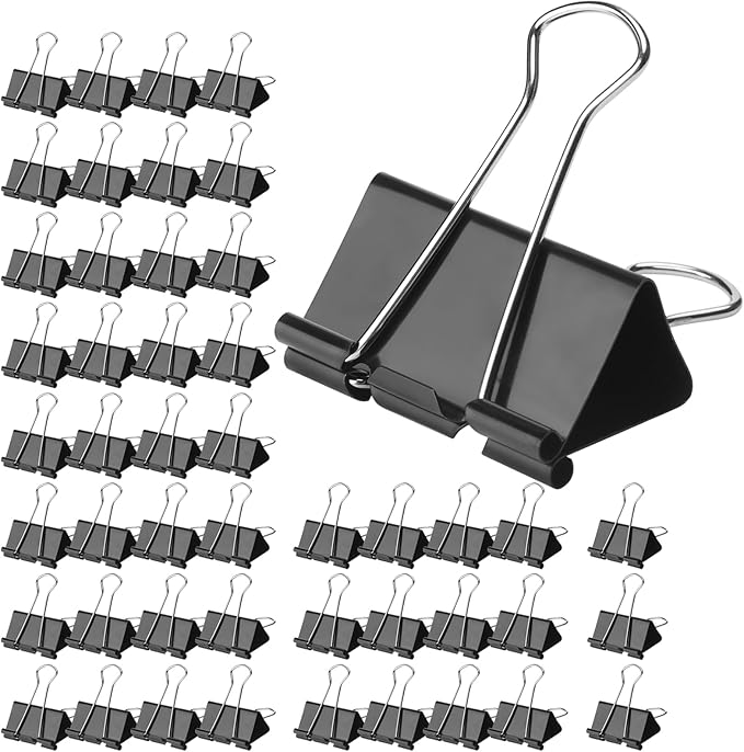 Large Binder Clips 1.6 Inch (48 Pack),Binder Clips Large Size,Big Paper Clips Clamps for Office and Home Supplies, Black